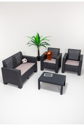 Aksu 2+1+1+s Balkon&teras Bahçe Mobilyası / Antrasit Gri
