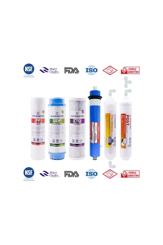 OverWater Açık Kasa Su Arıtma Cihazı 6 Lı Filtresi Seti 10 Aşamalı Özel Sarım Membran Filtre