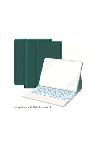 Honeybeeshop Yeşil İpad Uyumlu Pro 11 Ve Air4/5/6 10.9 İçin Klavyeli İpad Uyumlu Kılıfı 7 Renkli Aydınlatmalı Çıkarılabilir Tablet Klavyesi Ve Dokunmatik Ped İle Kalem Tutuculu