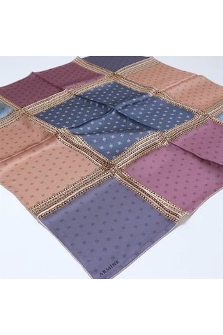 Armine İpek Eşarp Nostalji - 8113-03 Twill Mavi Pembe