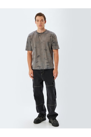 Koton Oversize Tişört Batik Desenli Kısa Kollu Bisiklet Yaka Pamuklu Mor Desenli 4sam10331hk Mor