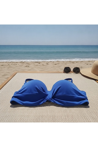 Bonbon Kadın Plaj Giyim Koyu Mavi Renk Balenli Bikini Üst Bb2551