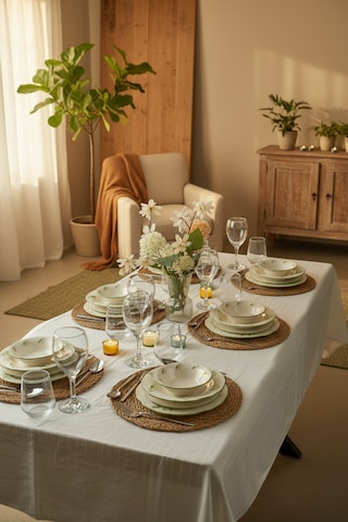 Bernardo Leaf 24 Parça Porselen Yemek Takımı Beyaz - Yeşil