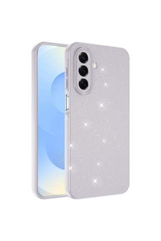 Samsung Uyumlu Galaxy A17 Kılıf Kamera Korumalı Simli Lüks Zore Koton Kapak Beyaz