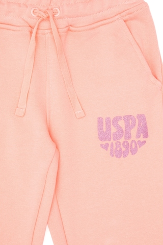 U.S. Polo Assn. Kız Çocuk Neon Pembe Simli Baskı Detaylı Jogger Eşofman Altı 50316849-VR105