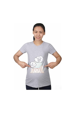 Mummy's Baby Hamile Tişört Are You Gri 7747