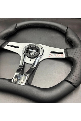 Momo Tip Spor Direksiyon Siyah Deri Detaylı 32cm Özel Seri Karma