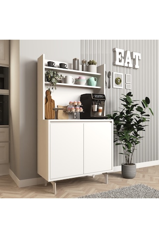 Salt Kahve Köşesi , Raflı Çok Amaçlı Dolap Beyaz