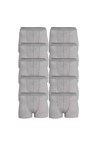 Nacar Store Erkek Gri 12'li Paket Likralı Pamuklu Boxer