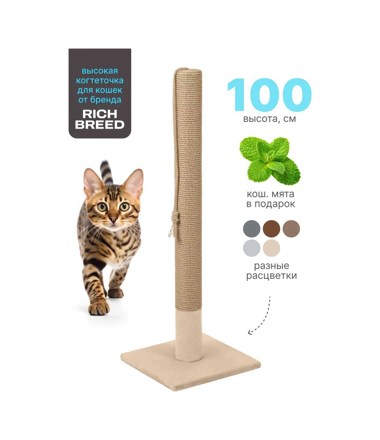 Rıch Breed Yüksek Ayaklı Halı Kemerli Kedi Tırmalama Direği 378946542