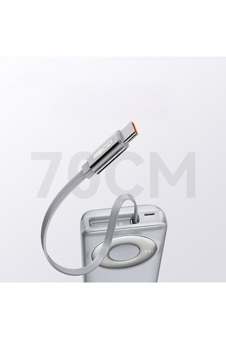 Recci Rpb-p72 Hızlı Şarj Özellikli Type-c Kablolu Powerbank 65w 20.000mah Gri
