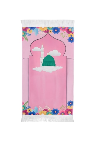 Baskılı Pembe Kız Çocuk Namaz Seccadesi Pembe-b