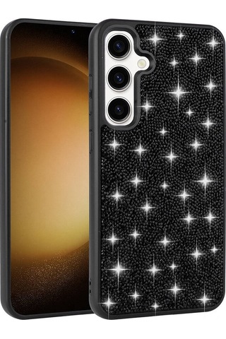 Galaxy S24 Plus Uyumlu Parlak Taşlı Tasarım Pırlanta Zore Kılıf-pembe Pembe