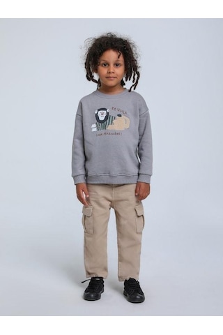 Jack Lions Erkek Bebek Aslan Figürlü Sweatshirt-14747 Gri