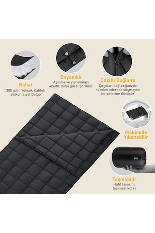 Haegs Kamp Battaniyesi - Dış Mekan Hafif Kompakt Seyahat Yorganı Kamp Yürüyüş Outdoor Şal, Battaniye 175-135 Cm Siyah