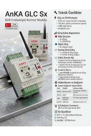Anka Glc-sx ,ray Tip 220vac/24vdc 4d1a1pt/7d1a Gsm Plc Cpu Modül
