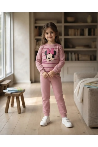 Cmk Pembe Minnie Mouse Baskılı Kız Çocuk Eşofman Takımı 2 Parça