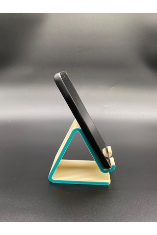 Üçgen Formlu Telefon Standı, 3d Baskı, Bej