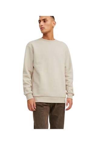Jack & Jones 12249341 - Bisiklet Yaka Erkek Sweatshirt Bej