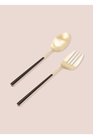 The Mia Salata Servis Seti Bianco Siyah Gold Ckb0248 Altın - Siyah