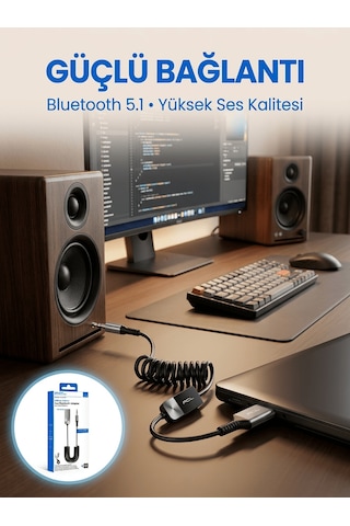 Usb Bluetooth Aux Ses Adaptörü Kablosuz Müzik Aktarım Cihazı Tkndy-bsva4969