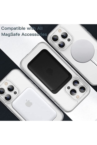 Apple iPhone 12 Uyumlu Mag Safe Özellikli Şeffaf Kılıf Şeffaf 12