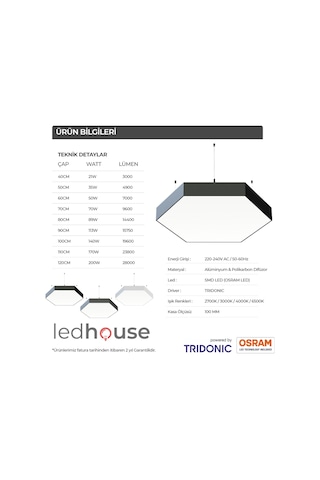 Altıgen Davul Modern Led Avize Linear Armatür Lineer