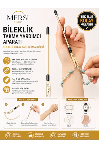 Bileklik Takma Yardımcı Aparatı Tek Elle Kolay Takı Takma Klipsi Açık Altın