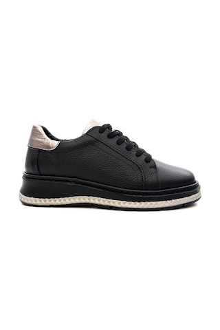 Venüs 25150007y Kadın Hakiki Deri Bağcıklı Feta Topuk Sneaker Ayakkabı Siyah
