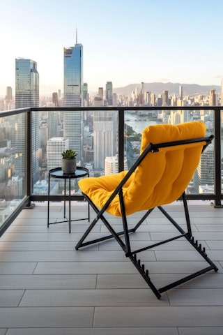 Napper Katlanabilir Sarı Şezlong - Su Geçirmez Kumaş, Metal İskelet, Balkon Ve Bahçe Sandalyesi Sarı