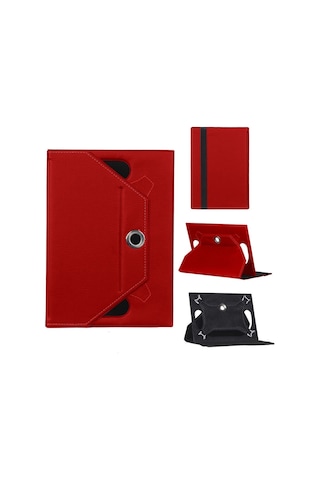 Alcatel A3 Tablet Kılıfı Kırmızı Kapaklı Ve Askılı Standlı Kapak