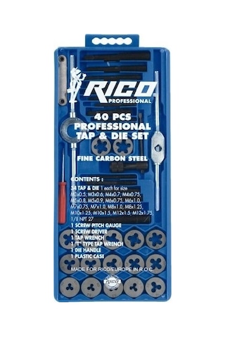 Rico 005-RC3240 40 Parça Klavuz Pafta Seti Metrik Set Kılavuz Pafta Rico 005-RC3240 40 Parça Klavuz Pafta Seti Metrik Set Kılavuz Pafta