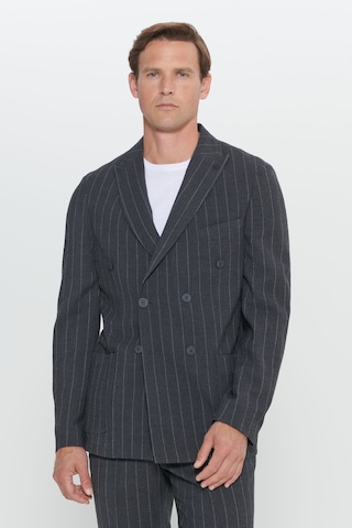 Altınyıldız Collectıon Erkek Antrasıt Slim Fit Kırlangıç Yaka Gofre Desenli Yünlü Takım Elbise Antrasit