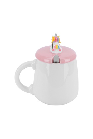 Geeroyoo Teknik Unicorn Desenli Seramik Bardak, 450ml Kapasite, Kapak Ve Kaşık İle, Ev Ofis Okul Uygun, Hediye Paketiyle Diğer