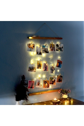 İpli Led Işıklı Ve Mandallı Fotoğraf Çerçeveleri Duvara Resim Çerçeve