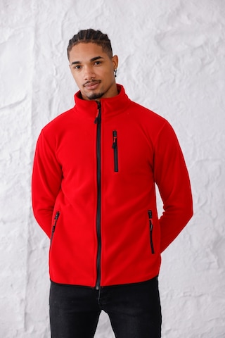 Monox Erkek Biyeli Fermuarlı Spor Polar Ceket Kırmızı