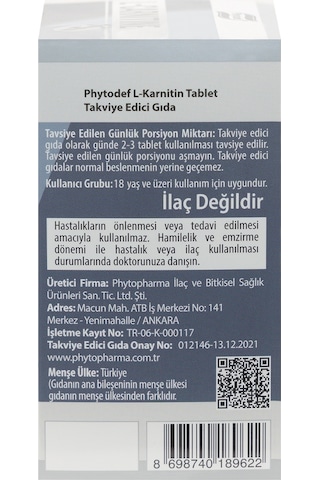 Phytodef L-Karnitin 30 Tablet