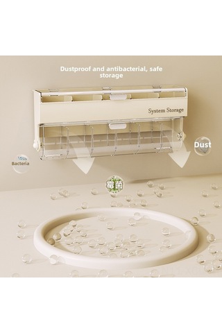 Konesam Duvar Takılı Çok Amaçlı Organizatör - Giyim, Çorap, Data Kablosu Saklama Kutusu - Delme Yok Kurulum - Beyaz