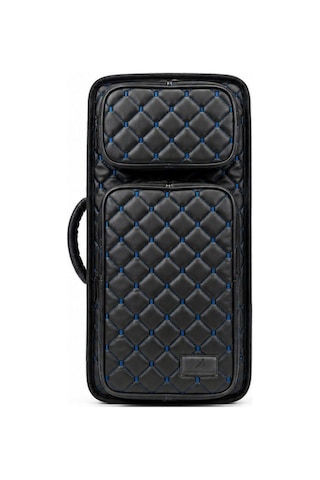 Profesyonel Gigbag Korumalı 3'lü Kemençe Kılıfı Siyah Mavi Kapitoneli Deri Su Geçirmez