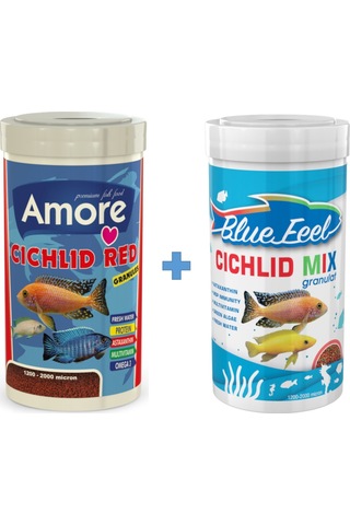 Cichlid Red Granules 1000ml + Blue Feel Cichlid Mix 1000ml Kutu