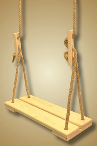 Doğal Ahşap Ev Ve Bahçe Tipi Halatlı Salıncak - Çocuk Salıncağı Ahşap