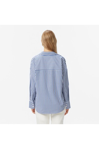 Nautica Kadın Mavi Oversize Çizgili Gömlek Çizgili 57w212t Mavi