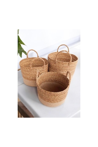 Digithome Hasır 3 Lü Düzenleyici Dekoratif Kulplu Sepet Organizer Pnl-ph38 C-1-1-100