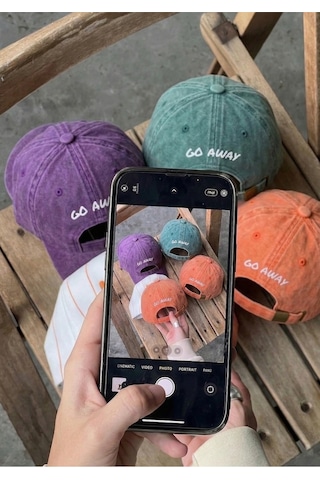 Emybox Krem Unisex Arkası Baskılı Yıkamalı Pamuk Şapka -arkası Yazılı Ayarlanabilir Eskitme Vintage Kep Bej