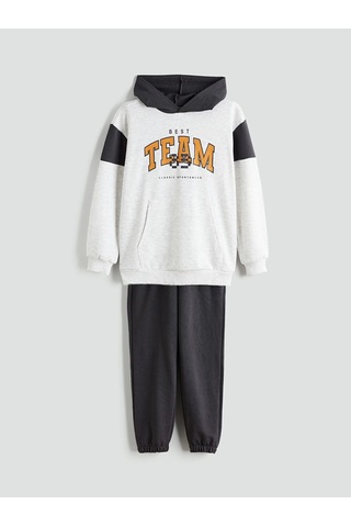 LC Waikiki Lcw Kids Gri Kapüşonlu Erkek Çocuk Eşofman Takım Lıght Grey Melan