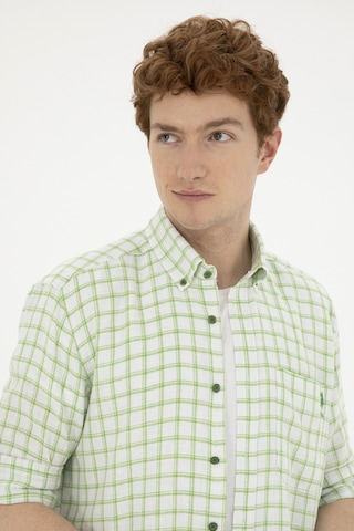 U.S. Polo Assn. Erkek Kareli Yeşil Gömlek 50283820-VR054