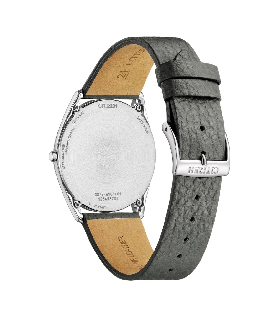 Citizen Ar3120-24l Eko-drive Safir Camlı Deri Kordon Çelik Kasa Gri Renk Erkek Kol Saati Metalik
