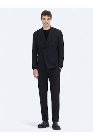 Kip Siyah Çizgili Comfort Fit Ceket Siyah