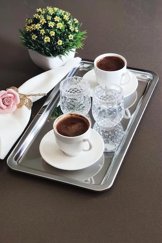 Lüx Çelik Dikdörtgen Servis Sunum Tepsisi 30x15 Cm Çok Renkli