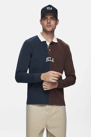 Ucla Clark Kahve Baskılı Polo Yaka Standard Fit Erkek Sweatshirt Kahve Kahverengi